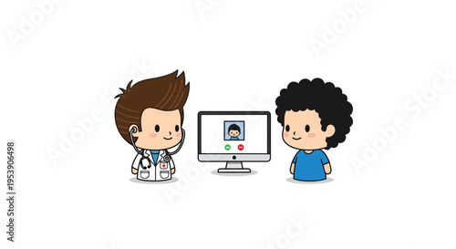 Doctor with patient on video call, Vector Illustration, Healthcare concept, Telemedicine