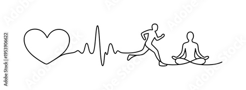 Human heart visual for medical monitoring, fitness tracking, and healthy lifestyle habits showing pulse, activity, and personal care awareness, a clean heart outline evolving into