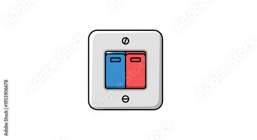 Dual Light Switch Vector Illustration, Electrical Control, Power On/Off, Flat Design, Icon