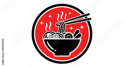 Noodle bowl with chopsticks vector illustration