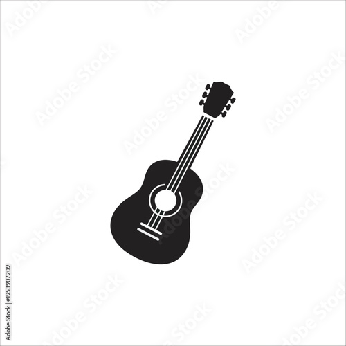 Acoustic Guitar Icon Vector | Music Instrument Simple Black Design