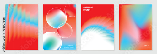 Soft gradient abstract poster collection with colorful light forms
