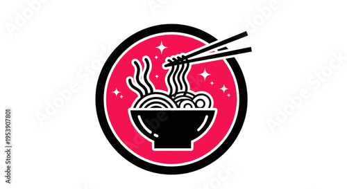 Noodle bowl with chopsticks vector illustration