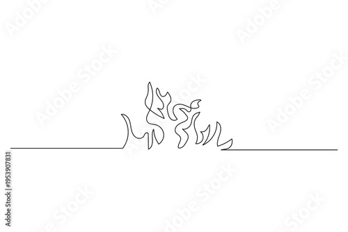 Fire icon continuous one line drawing minimalist style isolate outline vector illustration