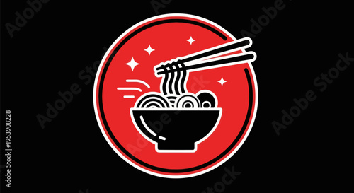 Noodle bowl with chopsticks vector illustration