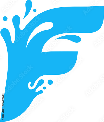 Vibrant Sky Blue Letter F Logo: Aquaculture and Hydroponic Farming Innovation.