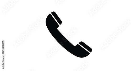 A simple black silhouette depicts a classic telephone handset showcasing communication technology high quality professional