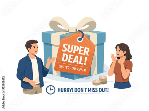A marketing campaign concept showing a business presenting a special offer to engage customers and encourage quick action, focusing on clear communication and attractive value