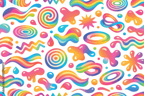 Psychedelic retro lifestyle aesthetics and expressive creative energy with vibrant abstract design theme