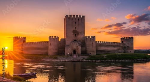 Medieval fortress sunset.