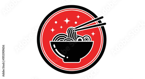 Noodle bowl with chopsticks vector illustration