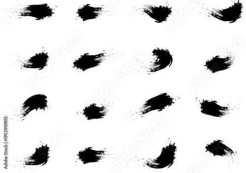 Large collection of small black brush strokes and dynamic handmade ink swashes for creating artistic textures and patterns. Eps 10
