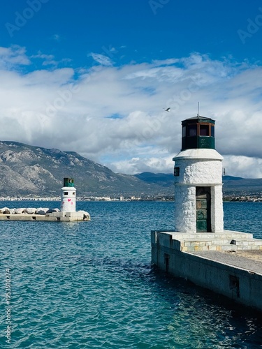 Photos lighthouse on the Corinth greece