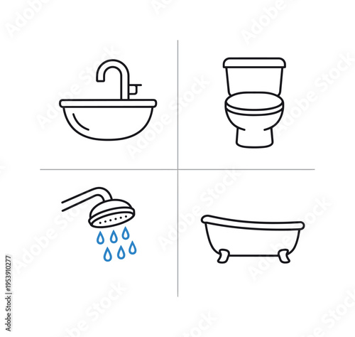 Bathroom fixtures representing essential plumbing and hygiene elements commonly found in modern residential bathrooms designed for comfort and daily personal care routines