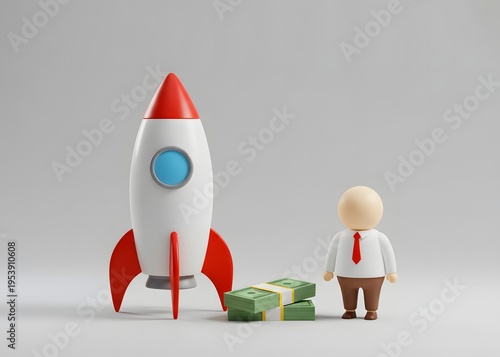 A businessman invests money to launch a promising startup. This symbolizes entrepreneurial spirit and innovation. Venture capital, business growth and investment opportunities.