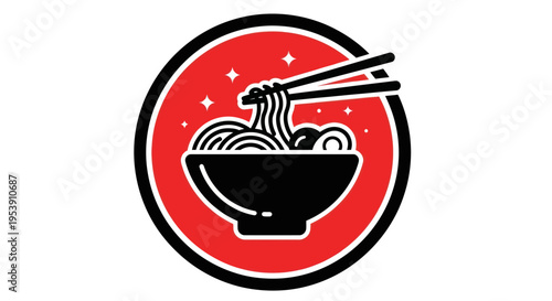 Noodle bowl with chopsticks vector illustration