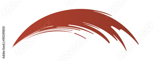 Abstract red paint brush stroke isolated on a light background.