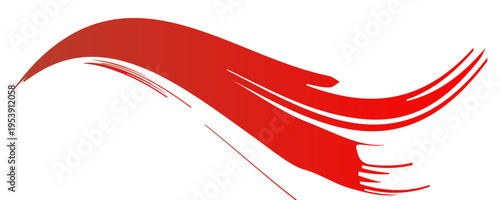 Abstract red paint brush stroke isolated on a light background.