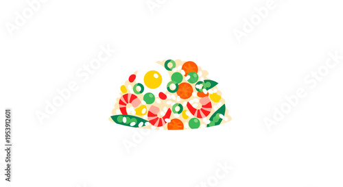 Fried Rice Image, Vector Illustration, Delicious Food Concept, Culinary Design
