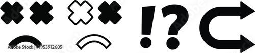A collection of various punctuation and symbol icons in black and white