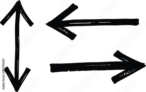 A set of four black arrows pointing in different directions