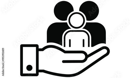 Supportive hand gesture illustration symbolizing care or protection for people in need or vulnerable individuals offering a sense of security and trust.