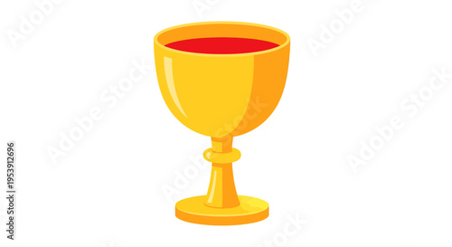 Golden Chalice Image, Vector Illustration, Religious Symbol, Holy Grail Concept