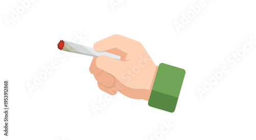 Hand holding joint, Vector Illustration, smoking, cannabis, drug use, addiction, lifestyle