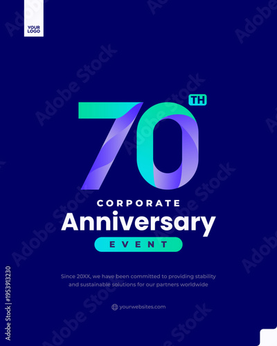 70th anniversary corporate event modern gradient logo poster template