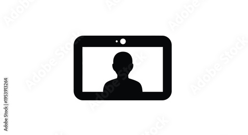 A simple black icon depicts a tablet displaying a silhouette of a person s head and shoulders