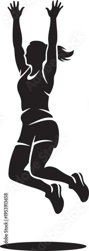 Gym workout silhouette of burpees jump, energetic pose.