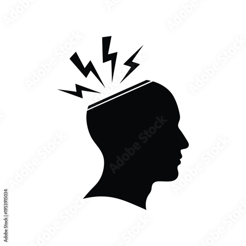 Head Brainstorm Lightning Idea Concept