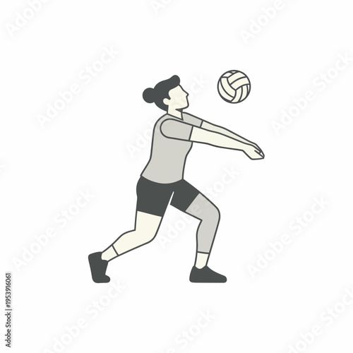 Volleyball Player Diving for Ball