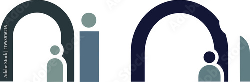 Abstract human figures forming letters of word mini