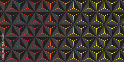 Dark hexagon abstract technology background with bright flashes under the hexagon. Hexagon game vector abstract technology background. modern