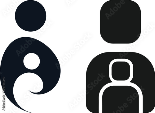 Two distinct family icons depicting parent and child relationship