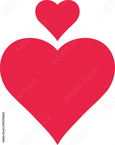 Two red heart shapes for love