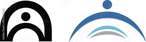 Arch abstract logo, people and progress, future concept.