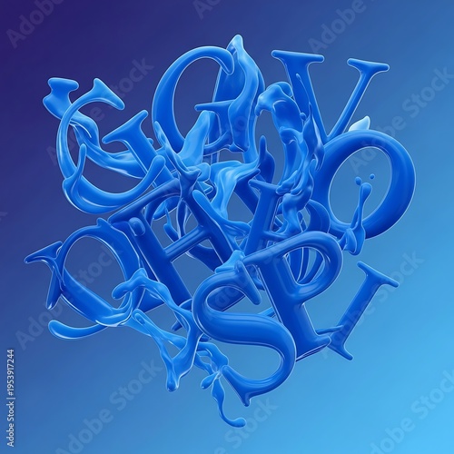 Abstract blue letters.