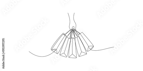 A line drawing of a chandelier hanging from a ceiling with multiple lightbulbs lighting crystal