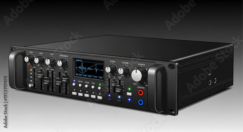 Professional Audio Mixer - A Detailed View of Sound Engineering Equipment.