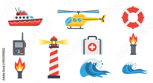 Rescue Icons Set for Emergency Services.