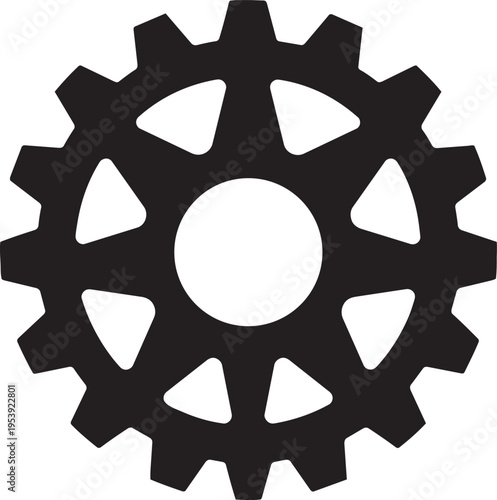 Twelve square teeth six spokes gear wheel cogwheel icon setting mechanism engineering industrial machinery teamwork connection repair symbol vector