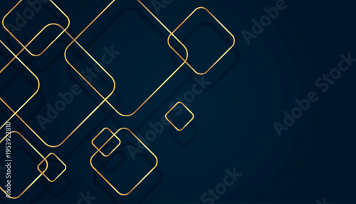 Dark blue gradient background with luxurious gold geometric line decoration. Premium minimalist and modern design. Elegant creative design concept. EPS. 2