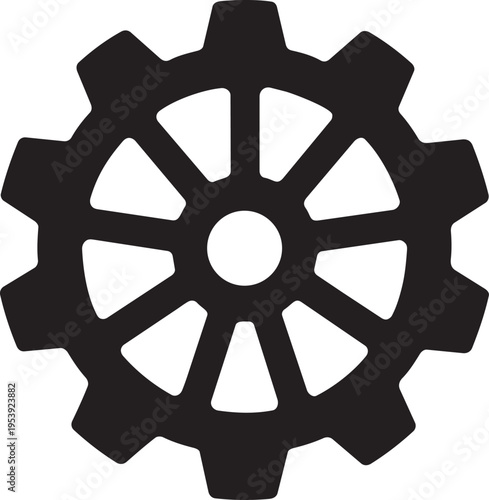 Eight spoke rounded teeth gear wheel cogwheel icon setting mechanism engineering industrial machinery teamwork connection repair symbol vector