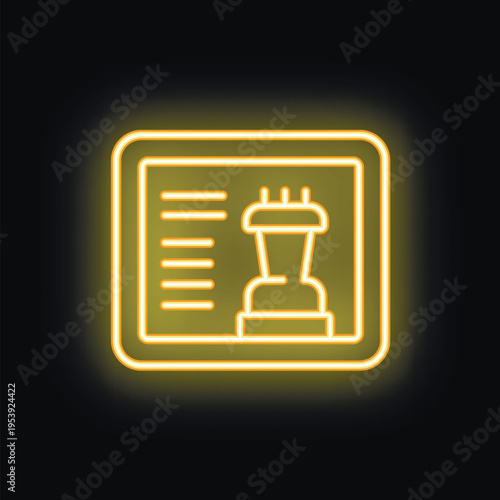 Neon yellow online chess game interface glowing on black background