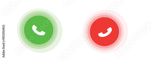 Answer and decline phone call buttons. Phone call. Telephone sign. Accept call and decline phone icons. vector