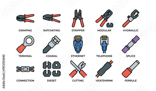 Various crimping tools and connectors for electrical and networking tasks