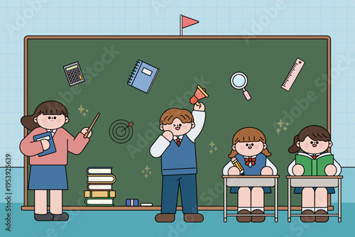 칠판 배경 입시 시험 대비 안내 일러스트