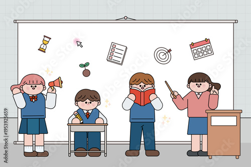 강의실 배경 입시 시험 대비 안내 일러스트